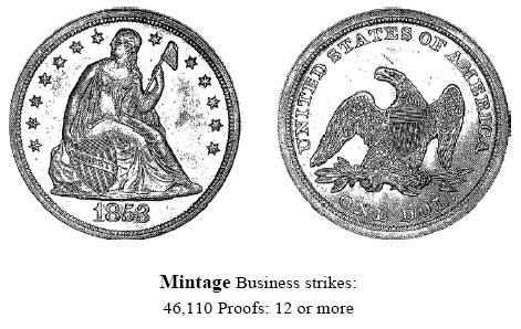 1852 Liberty Seated Dollar